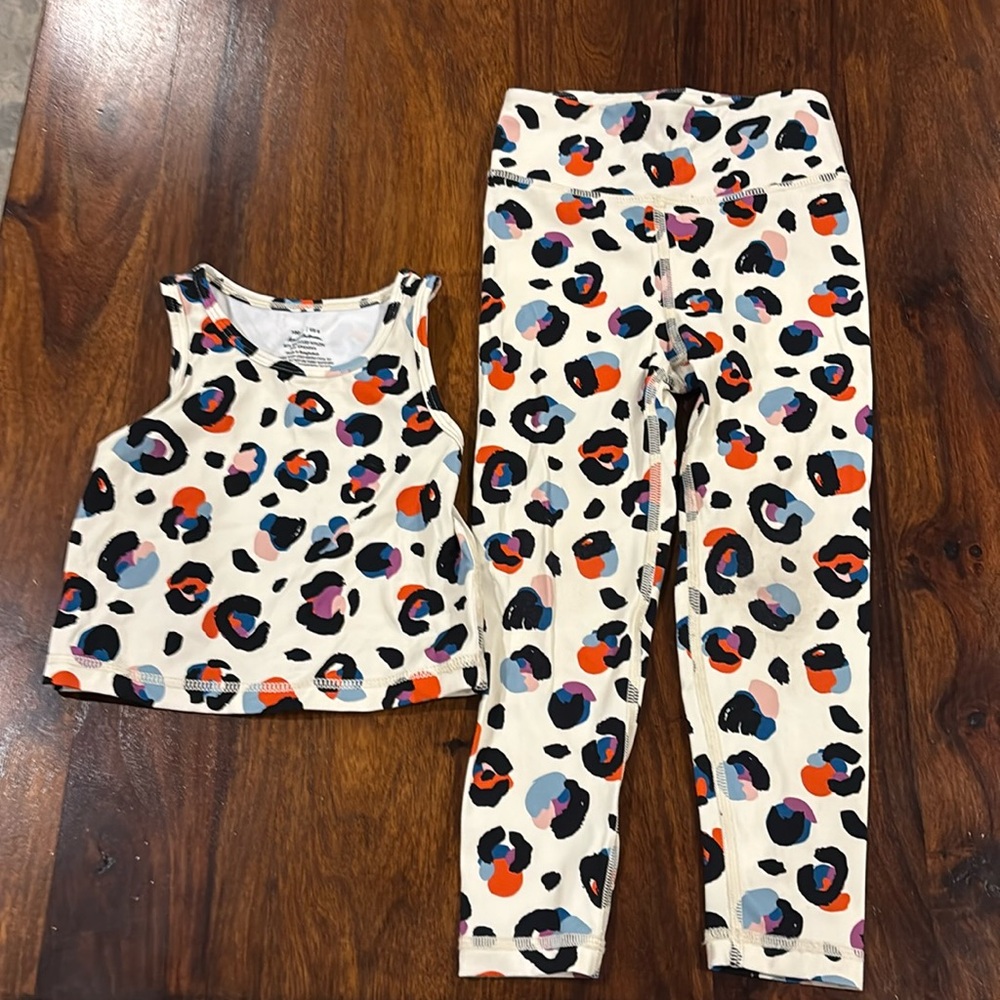 Hanna Andersson White Tank & Legging Set with Multicolor Spot Print